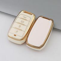 Jeep & Dodge Key Case with Gold Edge for Compass, Cherokee, Renegade, Grand Cherokee white