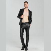 Vyriškos odinės kelnės Skinny Fit Elastinis Stilius Mados PU odinės kelnės motociklo kelnės 28 juoda