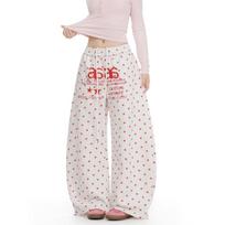 Sweet Girl Star Embroidery High-Waisted Wide-Leg Sweatpants for Women - 2026 Autumn/Winter Fashion Medium white