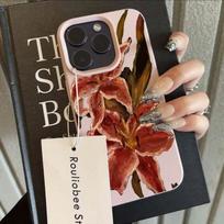 Oil Painting of Pink Lilies Lichee leather pattern Phone Case For Infinix Hot 50 40 30 12 Play Pro Plus 4G 5G Shockproof Cover Infinix Hot 9 Play brown