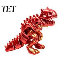 Educational Prehistoric Model 3D Printed Carnotaurus Dinosaur Ornament, Articulated Skeleton for Collection Accessory Home Office Desk Decoration, red