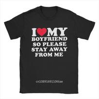 Aš myliu savo vaikiną marškinėliai Aš myliu savo vaikiną unisex T-shirt vyrams Laisvalaikio grynos medvilnės T-shirt O kaklo trumpomis rankovėmis marškinėliai Dovana viršutiniai drabužiai S įvairiaspalvis