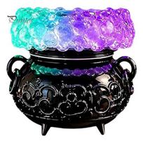 Bat Pattern Cauldron Halloween LED Bubble Light, Light-up Witch Candle Holder, Purple Mist Maker Color Changing Spooky Potion Lamp for Party A purple