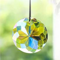 Clear Mandala Suncatcher Round Crystal Prisms Mandala Crystal Pendant  Wedding Decorations Style 1 yellow