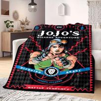 JOJO anime flanelinis pledas Šiltas, patogus, tinka miegamiesiems, sofoms, lovoms, kėdėms, iškyloms, kelionėms Size: 75*100cm, Weight: 230 GSM black