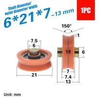 Groove Plastic Roller Bearing Guide Wheel Sturdy POM Nylon Shaft For Sliding Gate Track Window Door Accessories Fast Glide V 6x21x7 13 1pc