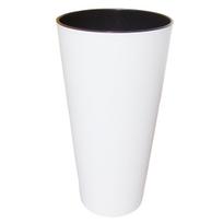 Plastikinis kambarinis vazonas TUBUS SLIM, baltos sp., vazono skersmuo 20 cm.