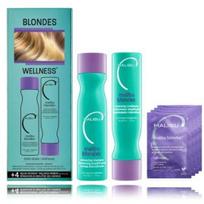 Malibu C Blondes Wellness rinkinys šviesiems plaukams (266 ml. šampūnas + 266 ml. kondicionierius + 4 x 5 g. priežiūros priemonė) - Rinkinys
