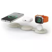 Satechi OntheGo 3-in-1 Wireless Charger su Qi2, smėlio spalvos, 15W, ST-QTG31W