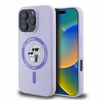 Karl Lagerfeld KLHMP16LSCMKCRHU iPhone 16 Pro 6.3 inch Purple Silicone Hard Case with Karl & Choupette Ring MagSafe