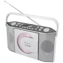 Soundmaster RCD1755SI nešiojamas CD radijas su FM imtuvu, sidabrinis