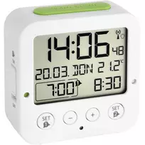 TFA Bingo White Digital Radio-Controlled Alarm Clock with Temperature