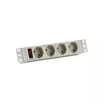EFB-Elektronik 10 1HE maitinimo blokas 4 x CEE 7/3 su jungikliu, aliuminio profilis, pilka