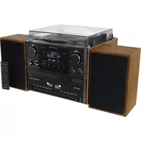 Soundmaster MCD5600BR Stereo System with Turntable, DAB+, FM, Bluetooth, CD, Cassette, USB, 2 x 5 W, Brown
