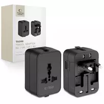 TECH-PROTECT TA300 Travel Adapter EU / UK / US / AU Black