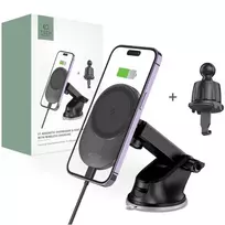 TECH-PROTECT MM15W-V1 Magnetinis MagSafe laikiklis ant prietaisų skydelio ir ventiliacijos grotelių su belaidžiu įkrovikliu 15W juodas