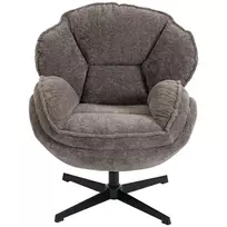 Modernus „Wingback“ fotelis, aksominis fotelis su keturių kampų pagrindu, S formos spyruoklės, 360° sukimosi funkcija, pilkas