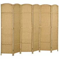 HOMCOM Ekranas 6 dalių 240 x 170 cm kambario pertvaros pertvara, pagaminta iš bambuko, sulankstoma pertvara kambario pertvara privatumo ekranas gyvenamajam kambariui gamtoje