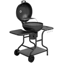 Anglinis BBQ rūkykla su šoniniais stalais, dangčio termometru, ratukais, 129 x 63,5 x 106,5 cm