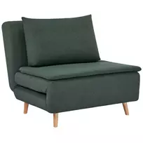 3-in-1 miegamoji sofa su miegojimo funkcija, poilsio krėslas, reguliuojama atlošas, buko medienos kojos, pagalvėlė, tamsiai žalia