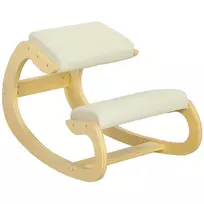 HOMCOM Ergonomiška linganti kėdė-keliai namų biurui, laikysenos gerinimui, kreminė