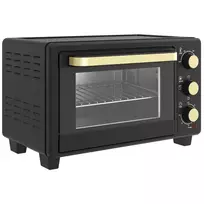 "HOMCOM" mini orkaitė 16 L 1400 W Mini orkaitė 100-230 ℃ 60 min. laikmatis, su grilio grotelėmis ir kepimo skardomis, picų kepimo krosnelė su dėklo rankena, trupinių padėklas juodas