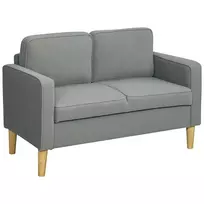Šviesiai Pilka Sofa 2 Sėdimų Vietų su Porankiu ir Daiktadėže | Medinėmis Kojomis, 117 x 63 x 79 cm