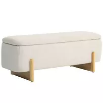 Minkštas suolas su daiktadėže, 111 x 44 x 44,5 cm, kreminis
