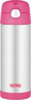 Thermos Vaikiškas termosas su šiaudeliu Thermos FUNtainer 470 ml, plieno ir rožinės spalvos