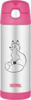 Thermos Vaikiškas termosas su šiaudeliu Thermos FUNtainer lapė 470 ml, plieno ir rožinės spalvos