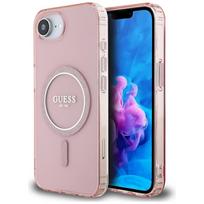 Guess IML Glitter Circle MagSafe dėklas iPhone 16e, rožinis