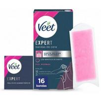 Veet Expert Wax Strips Bikini & Underarms Normal Skin depiliacinės vaško juostelės normaliai odai, 16 vnt.