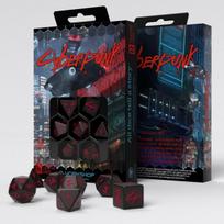 Žaidimų kauliukų rinkinys Cyberpunk RED RPG, juodas