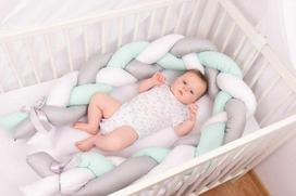 Baby Matex Lovytės apsauga, pinto satino medvilnės kūdikio lovos krašto apsauga, 200 cm ilgio, Mozės krepšiui ir lopšiui, kūdikio kokonas pagalvė, minkštas bortelis