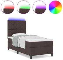 Kiemas lova su LED juostelėmis Tamsiai ruda 90 x 190 cm audinys