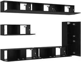 TV staliukas TV Cabinet Set 7 vnt. 30,5 x 30 x 110 cm Juodas ąžuolas