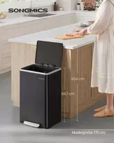 Songmics Plieninė šiukšliadėžė su pedalu 50 L, juoda