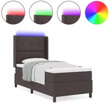 LED Čiužinio Lova Tamsiai rudas 90 x 190 cm audinys