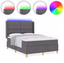 Kiemas lova su LED juostelėmis Pilka 160 x 200 cm audinys