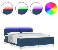 LED Čiužinio Lova su galvūgalio Mėlyna 180 x 200 cm audinys