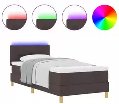 LED Čiužinio Lova su pagalve Tamsiai rudas 90 x 200 cm audinys