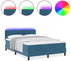 LED Čiužinio Lova Tamsiai mėlyna 160 x 200 cm Aksomas