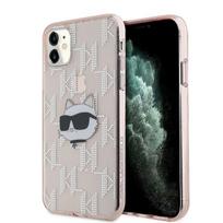 Karl Lagerfeld IML Choupette Head & Monogram dėklas, skirtas iPhone 11 / Xr - rožinis