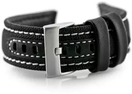 Pacific W34 odinis laikrodžio dirželis – PREMIUM – juodas/baltas – 24 mm