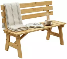Relaxdays Sodo suoliukas su atlošu, eglės mediena