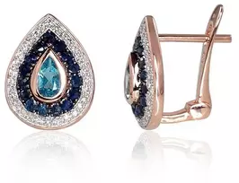 Diamond Sky Jewelry Auksiniai auskarai su deimantais, topazais ir safyrais „Royal“