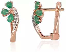 Diamond Sky Jewelry Auksiniai auskarai su deimantais ir smaragdais „Imperatoriaus Karūna IV“