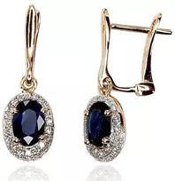 Diamond Sky Jewelry Auksiniai auskarai su deimantais ir safyrais „Saulutė II“