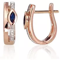 Diamond Sky Jewelry Auksiniai auskarai su deimantais ir safyrais „Dangaus Dovana“