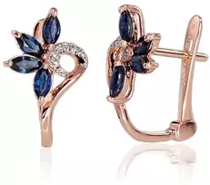 Diamond Sky Jewelry Auksiniai auskarai su deimantais ir safyrais „Crystallite III“
